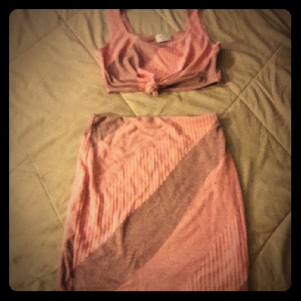 2 piece mini skirt and crop top